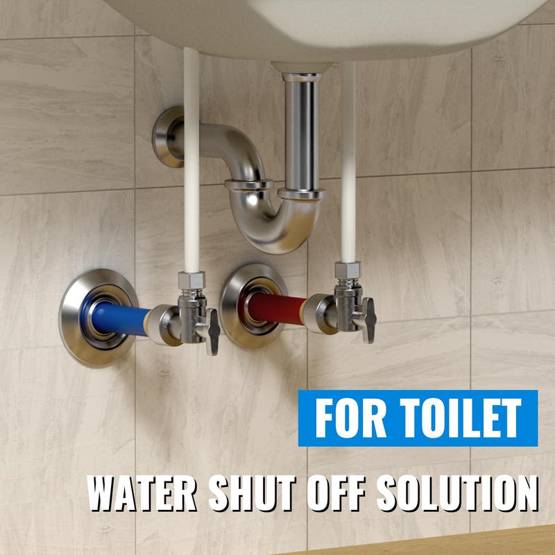 SUNGATOR 2-Pack Angle Stop Valve, Angle Water Shut Off Valve 1/2 x 3/8 Inch Compression, Toilet Water Shutoff, 1/4 Turn, No Lead Brass Push-to-Connect Plumbing Fittings for PEX Pipe, Copper, CPVC - Image 3